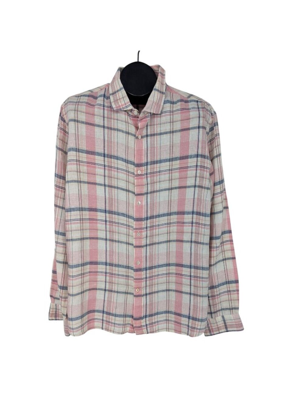 SWIMS Linen Plaid Button Up Shirt Coastal Preppy Resort Luxe Long Sleeve XLarge